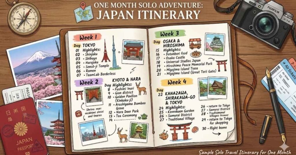 Sample Solo Travel Itinerary for One Month